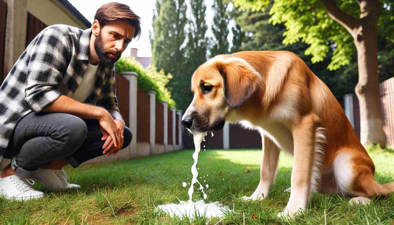 dog throwing up white foam